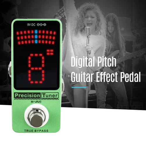 Pedal sintonizador de precisión de M-VAVE, pantalla LED con Bypass verdadero para guitarra cromática, bajo eléctrico