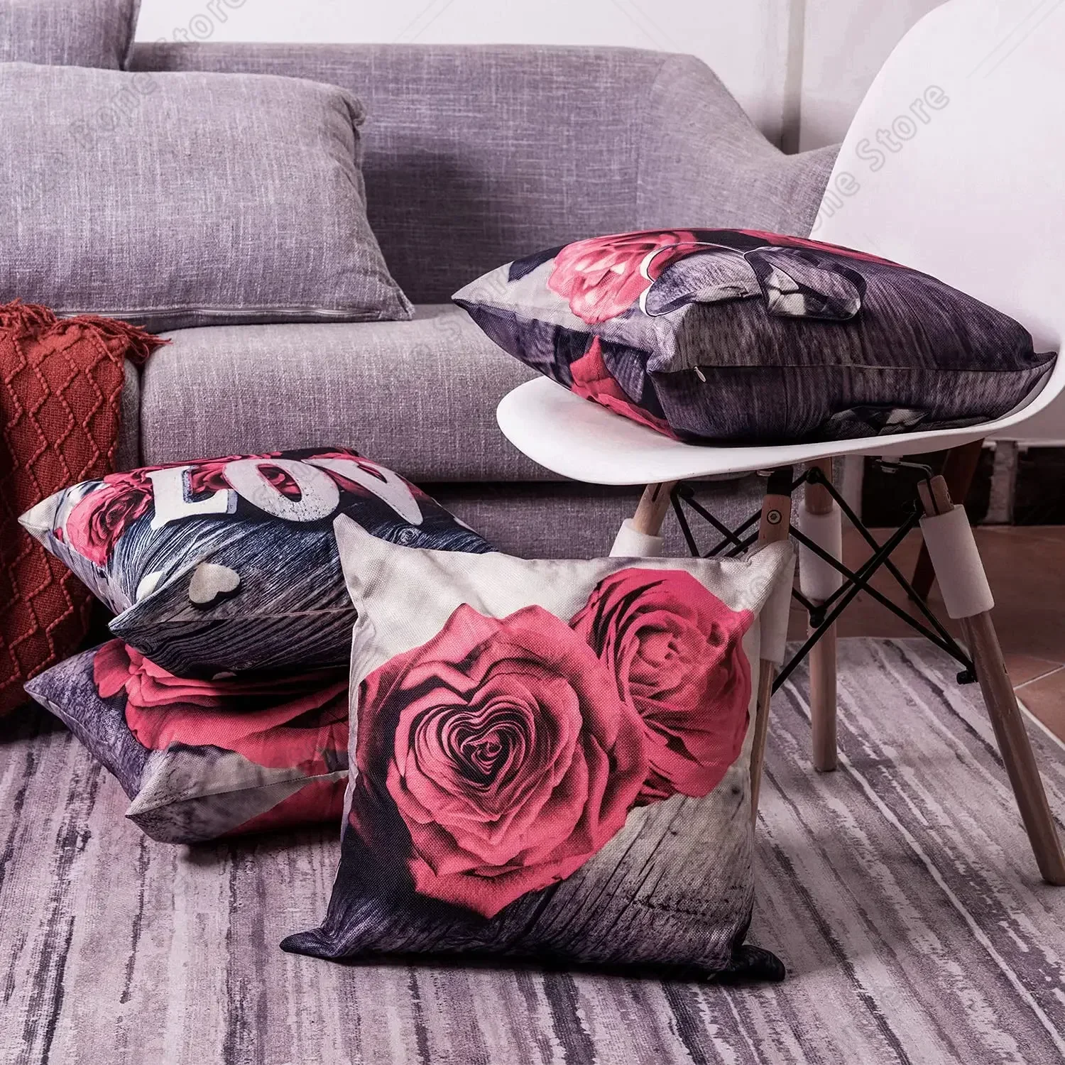 Valentine's day dark red rose flower pillowcase sofa cushion cover home improvement can be customized for you 40x40 50x50 60x60