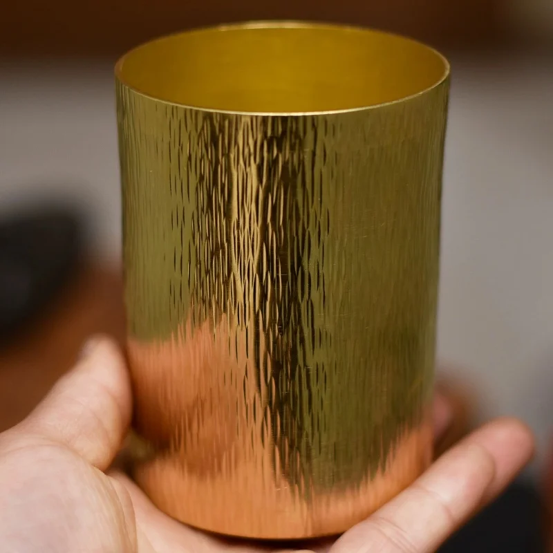 كوب قهوة كلاسيكي من النحاس النقي، نسيج شجرة مصنوع يدويًا، إفطار، حليب البغل، كوب عصير 400 مل، أدوات مائدة بهلوان الشاي