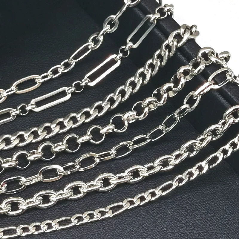 1-metrowy łańcuszek ze stali nierdzewnej do wyrobu biżuterii DIY 1:3 NK Rolo Cable Link Curb Chains Gruby łańcuszek Akcesoria do bransoletek