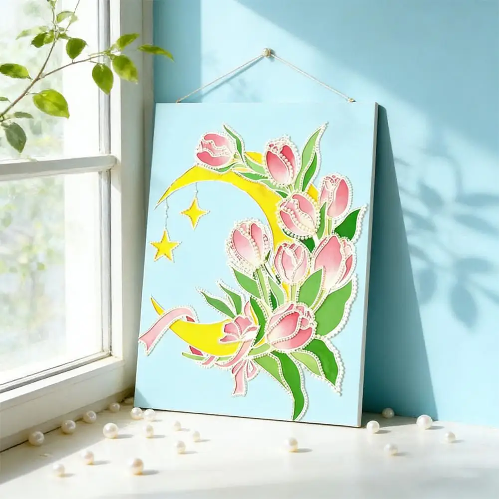 DIY Pearl 3D Plastic Painting Kit For Adult Beginner,Crystal Diamond Special Shape Kit For Home Wall Decoration Gift - view 5