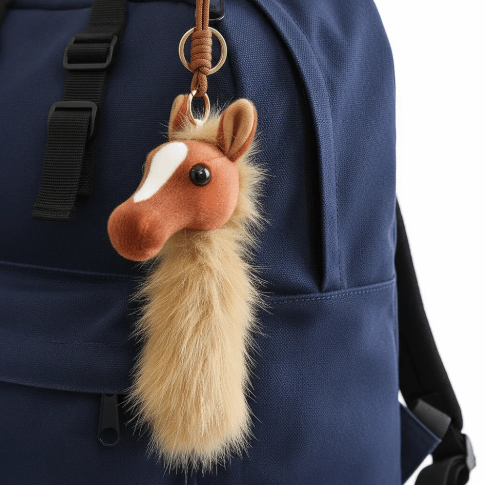 

Keychain PP Cotton Pony Head Pendant Soft Comfortable Horse Collection Portable Mascot Pony Birthday Xmas Gift