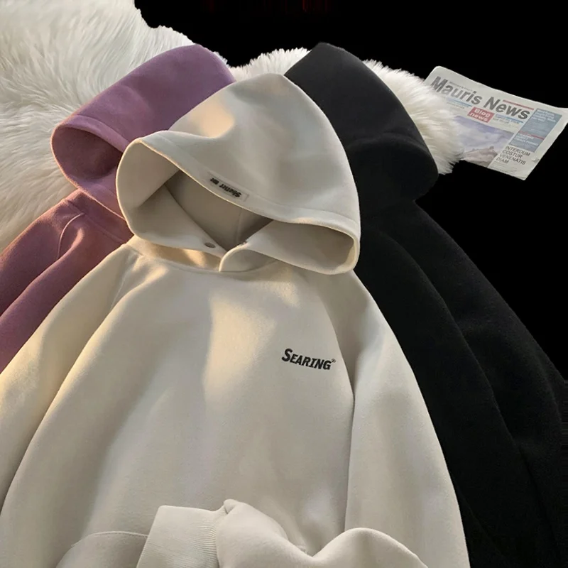 

Мужская толстовка в стиле ретро-американо, весенне-осенняя, модная, свободного кроя, оверсайз, с вышивкой букв, плотная, с капюшоном