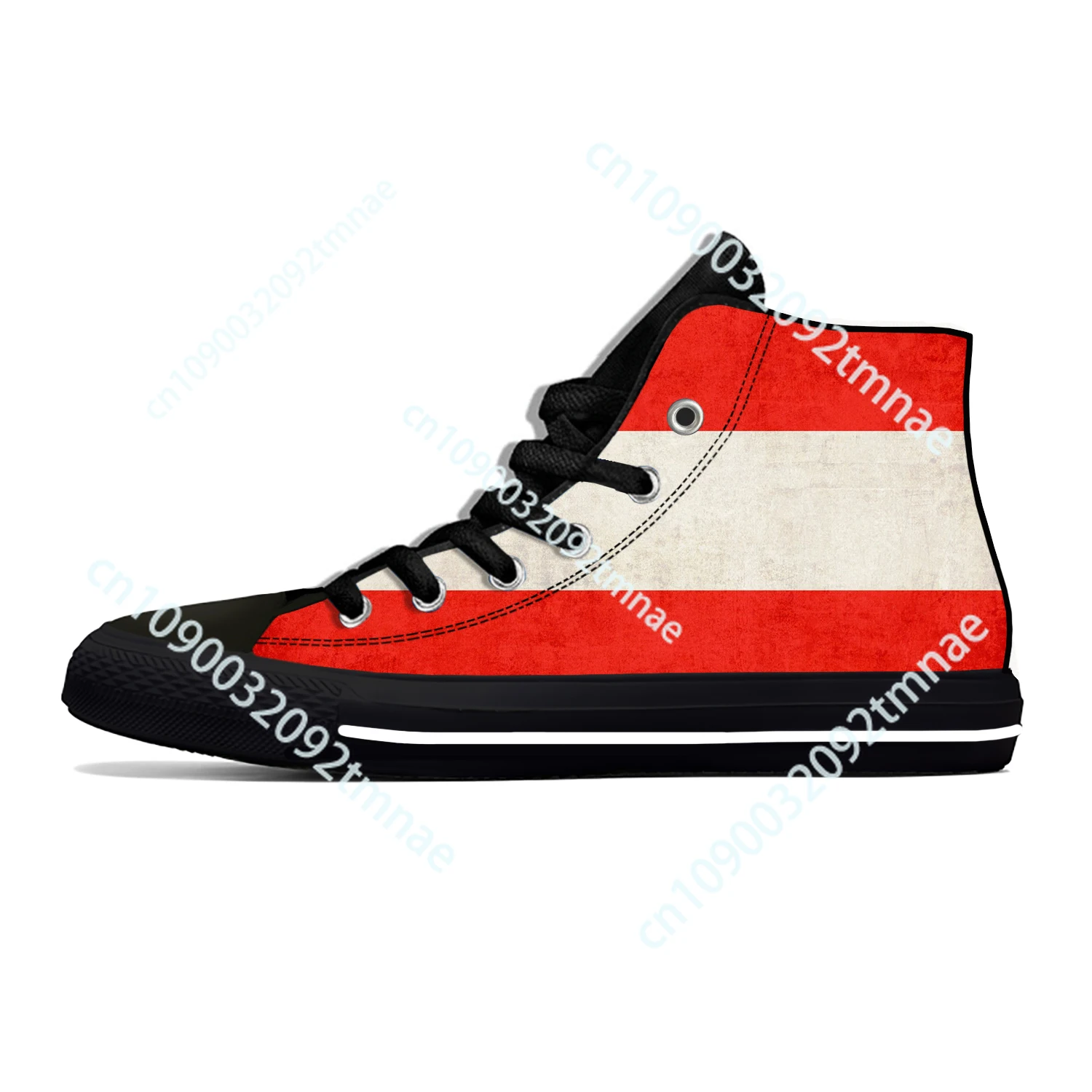 Hot Austria Austrian Flag Patriotic Pride Fashion Casual Cloth Shoes High Top Lightweight Breathable Custom  Men Women Sneakers