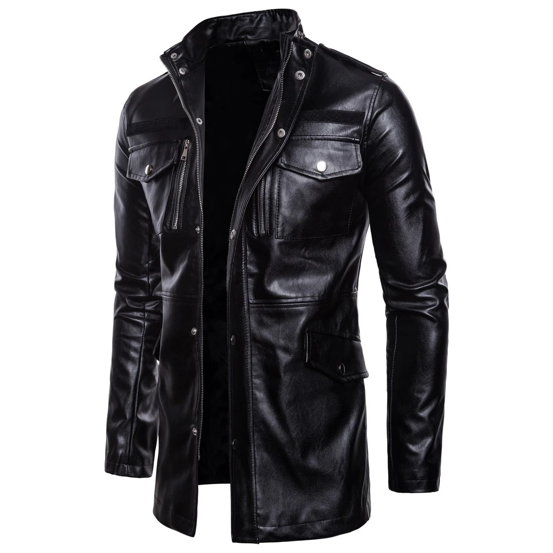 

New Men's Leather Jacket Plus Size Leather Jacket Designer Coat Luxury Korean Fashion Street Wear Brand Medium Length