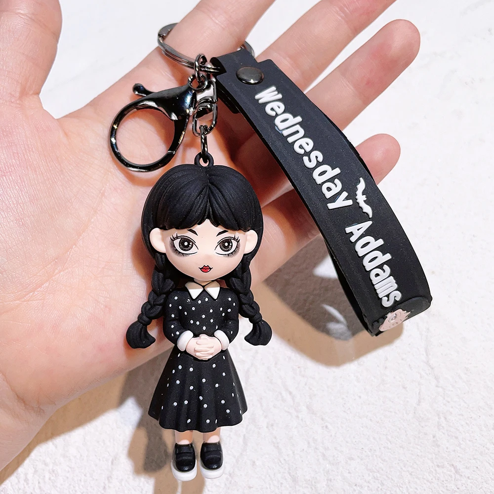 Wednesday Addams Acrylic Keychain Animated Addams Family Figure Pendant Keyring Gift For Fans Decoration Wholesale
