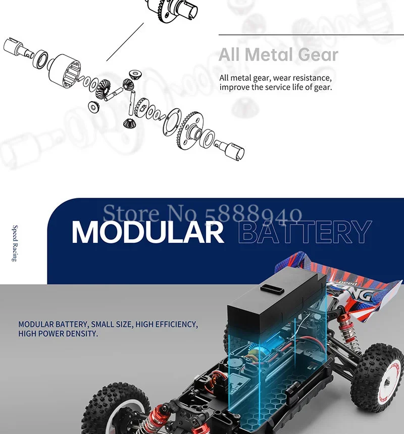 1:12 Brushless 60KM/H Electric Remote Control Car 4WD Alloy Gear Independent Receiver Hydraulic Shock Absorber High Speed RC Car