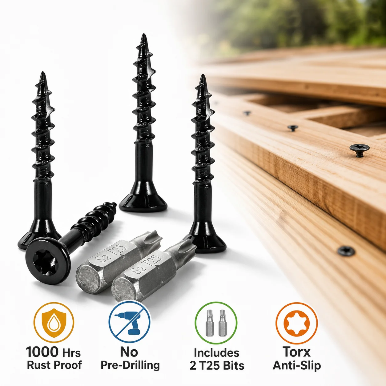 Deck Screws 8 x 1 1 4 Inch Torx Wood Screws Galvanized Steel With T25 Bits Anti Rust Outdoor Deck Hardware Kit