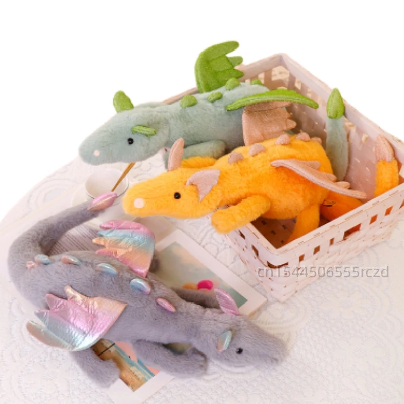 Cartoon Giant Color Evil Flying Dragon Stuffed Pterosaur Dinosaur Flying Wing White Green Yellow Gray Dragon Plush Toy Boy Gift