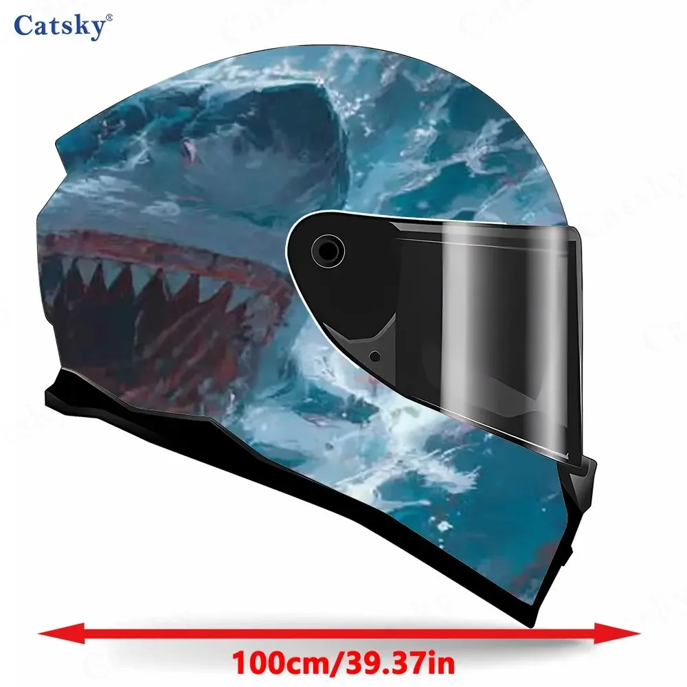 Great White Shark PVC material self adhesive waterproof motorcycle helmet sticker, paste firmly and do not fall, waterproof and