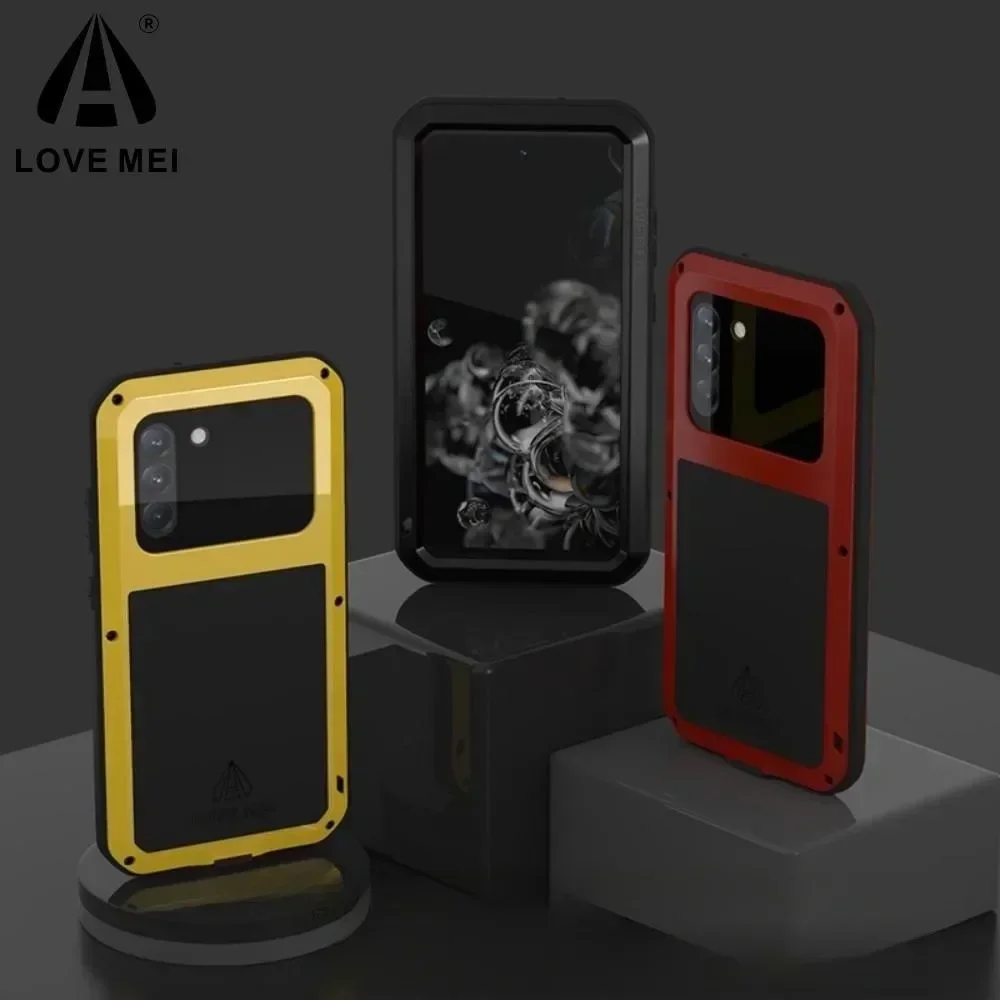 

Love Mei Phone Case Silicone Shockproof and Dustproof Military Grade Metal Protective Cover for Samsung S21FE S20FE S23FE capa