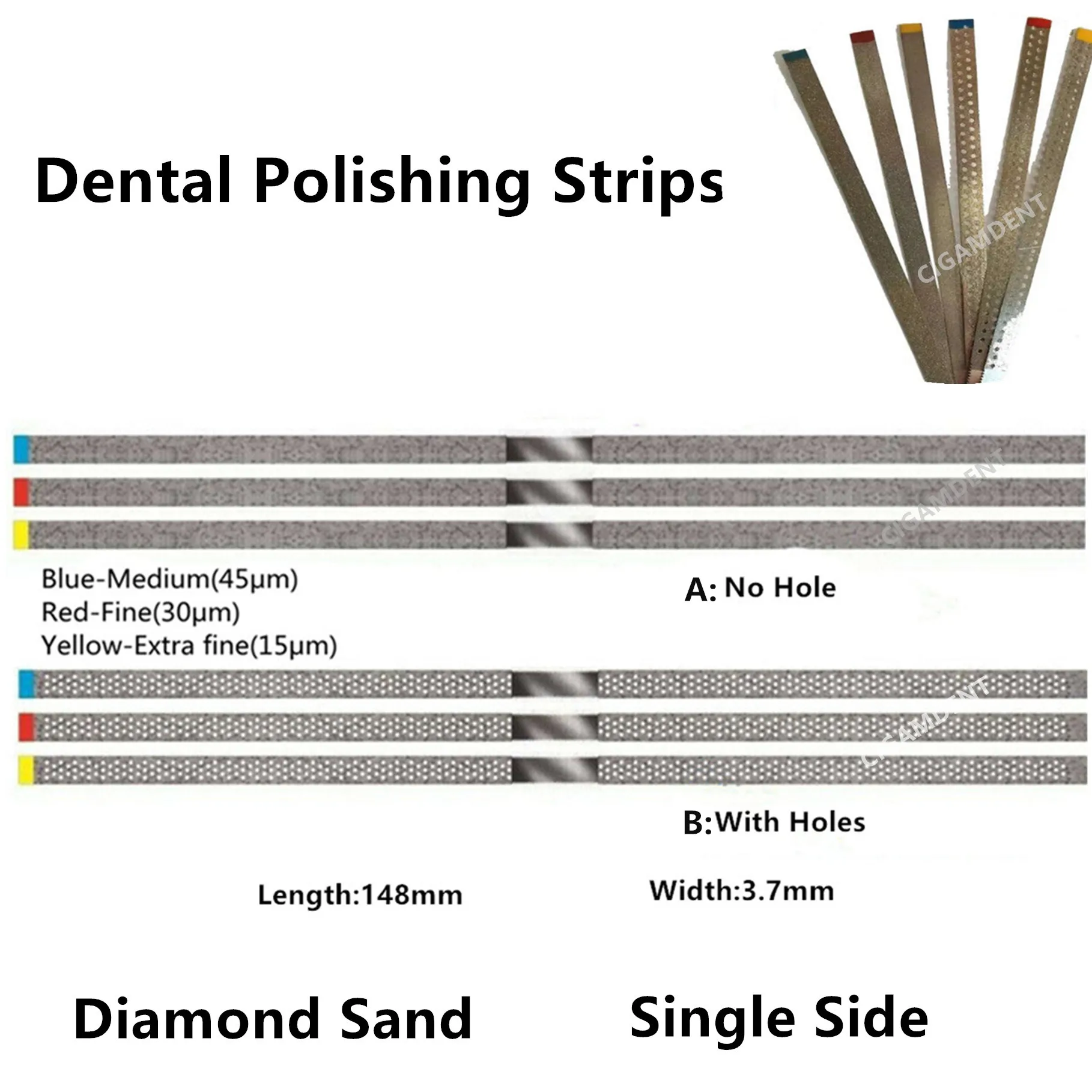 

Dental Metal Polishing Stick Strip Single Side of Diamond Sanding Surface Dentist Whitening Materials