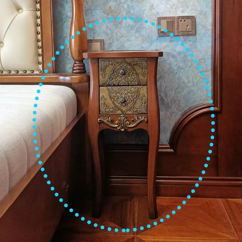 Amerikanischer kleiner Beistelltisch für das Wohnzimmer, Massivholz-Ecksofa, europäischer Beistelltisch, Nachttisch, TV-Sideboard, amerikanischer quadratischer Beistelltisch