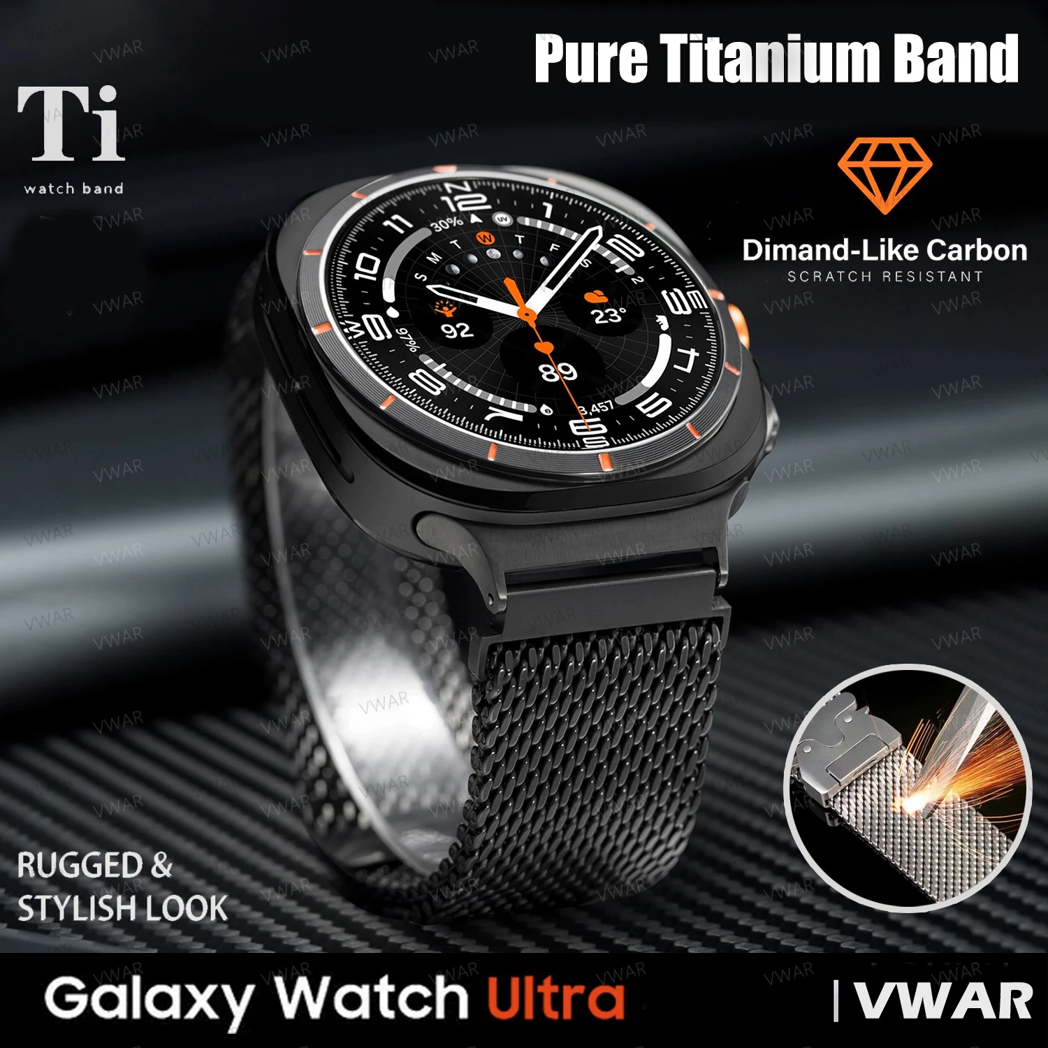 Pulseira 100% Titânio para Samsung Galaxy Watch 8/8 Classic/Watch Ultra 2025 47mm 22mm, Correia para Huawei GT6 Pro Xiaomi S4