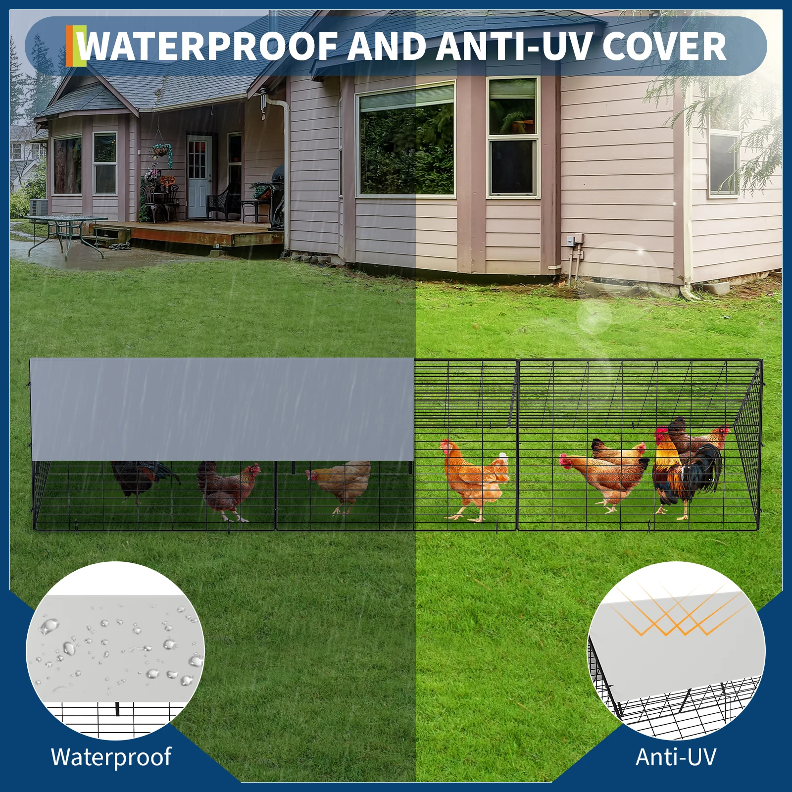 Portable Metal Bird Ladder Tunnel – Weatherproof Cover – Secure Outdoor Poultry Run & Enclosure for Chickens, Ducks, Rabbits – Fits Chicken Coop – Expandable Bird Cage Accessory for Yard