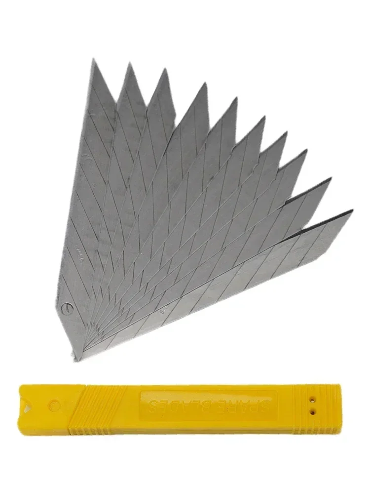 10 teile/satz Cutter 9mm 30 Grad Kunst klinge Utility Tool Kohlenstoffs tahl selbstsicher nde allgemeine Schneidwerk zeug mit einziehbaren Box