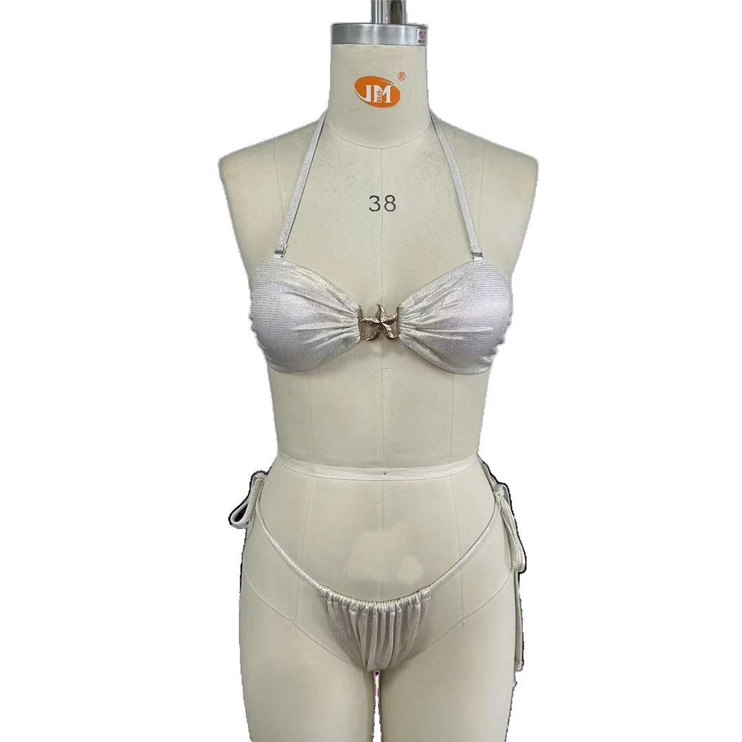 S - XXL Halter Bikini mit hohem Beinausschnitt, zweiteiliger Badeanzug für Damen, gepolsterter Badeanzug, Badebekleidung, Badeanzug V7428 – Detail 8
