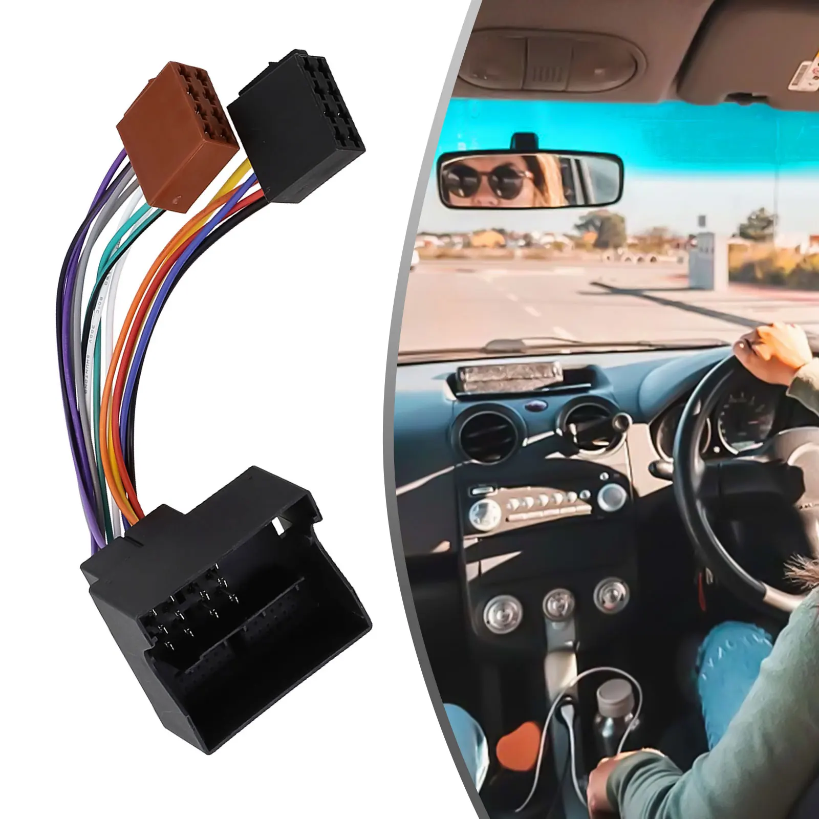 

For Golf Cable Connector Plug Radio Wiring Harness Black Non-deformation Quick Installation ABS Anti-corrosion