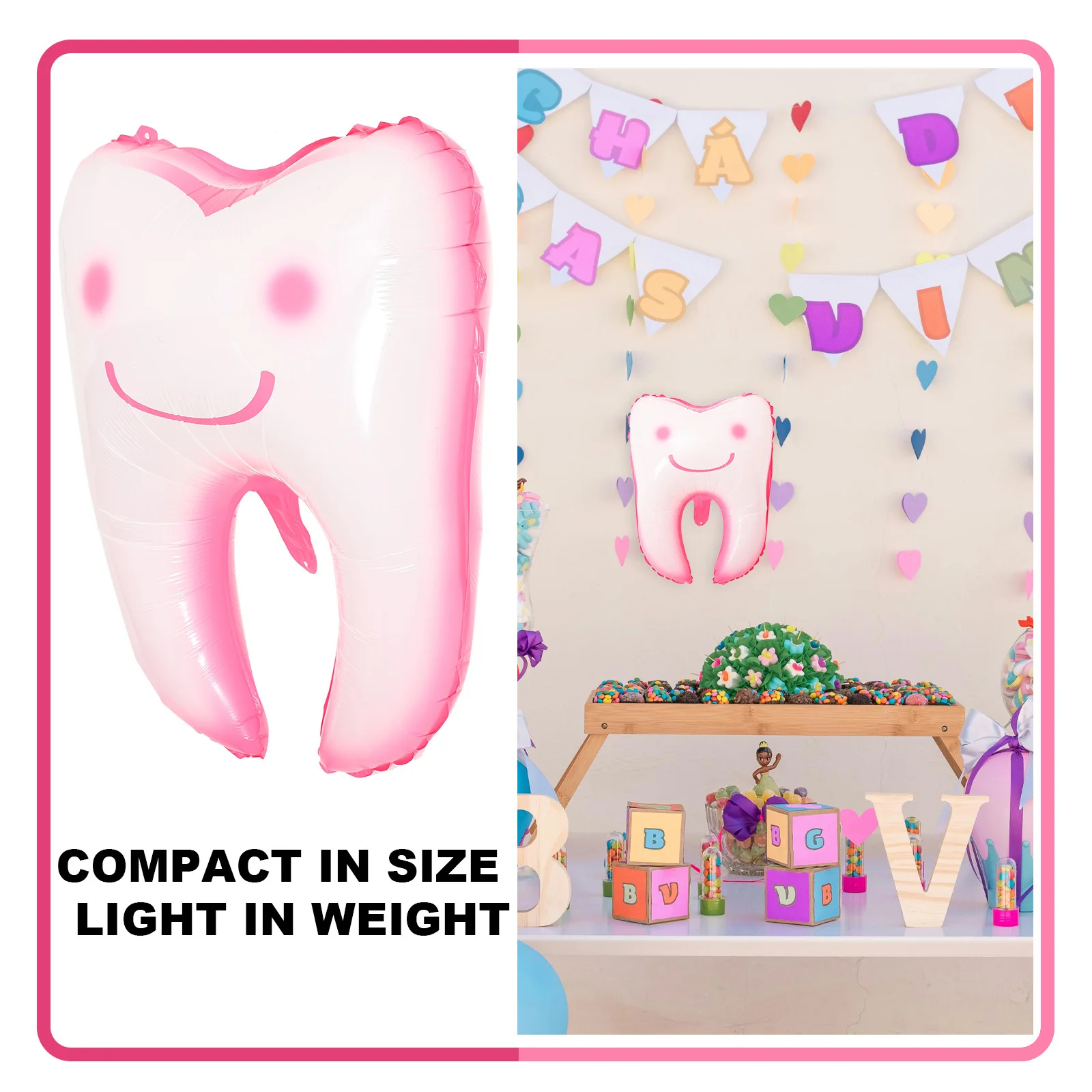 

4Pcs Tooth Shaped Balloons Durable Pe Party Favors Inflatable Decor Birthday Scenes Tooth Shaped Balloon Decorative Balloon