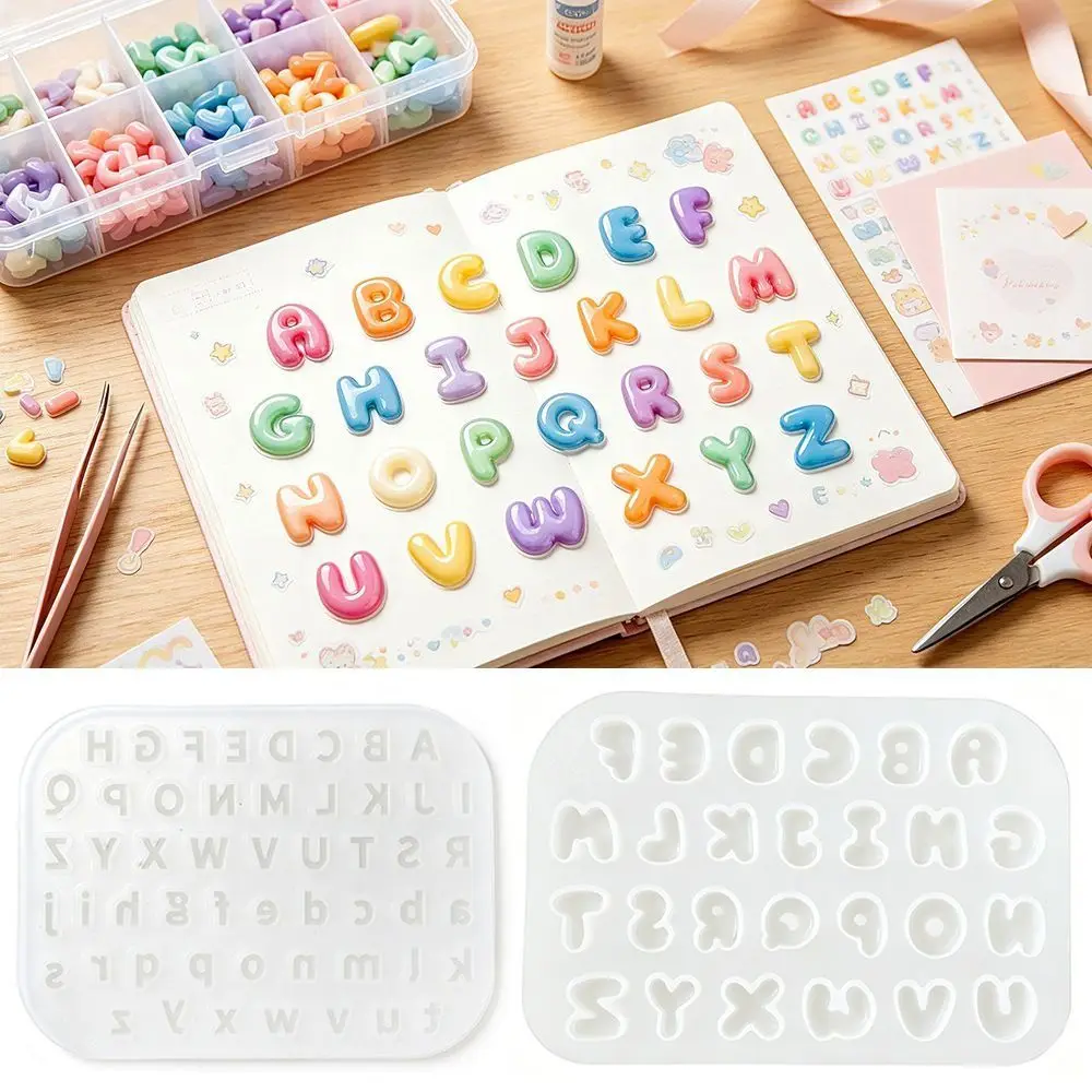 Silicone Letter Epoxy Mold DIY Non-stick Mini Letter Crystal Mould Heat-resistant Resin Key Pendant Mold for Jewelry Accessories