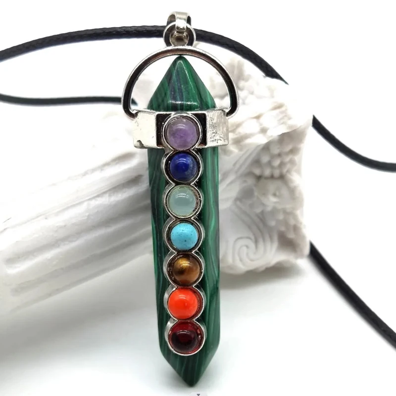 Neue Naturstein Quarz Lapis Opal Amethyst rosa Kristalls tein sechseckige Säule Anhänger Halsketten Leder kette Kugel Halskette