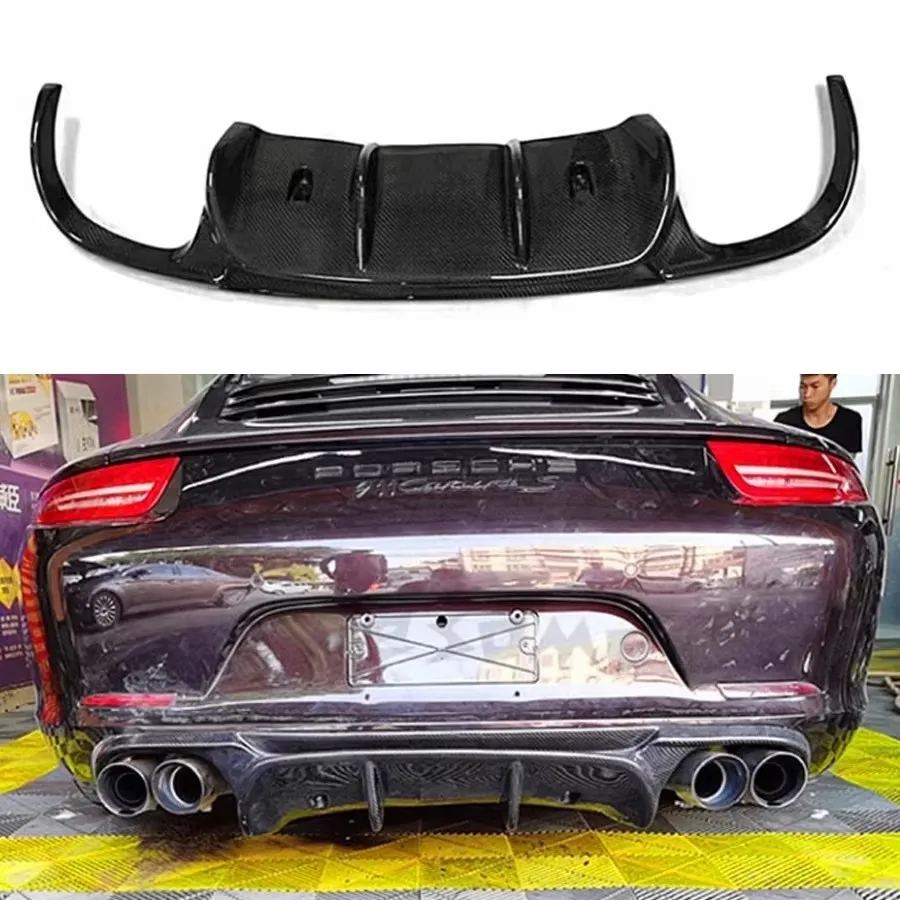 For Porsche 911 991 Carrera Carbon Fiber Back lip Car Rear Bumper Diffuser Rear Splitters Spoiler Car Accessories body kit