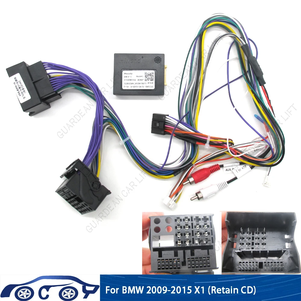 Car Radio Wiring For BMW 09-15 X1 Power Cord (Retain CD) Cable 16Pin Harness Adapter With CANBUS Box 2DIN Head Unit Stereo Plug