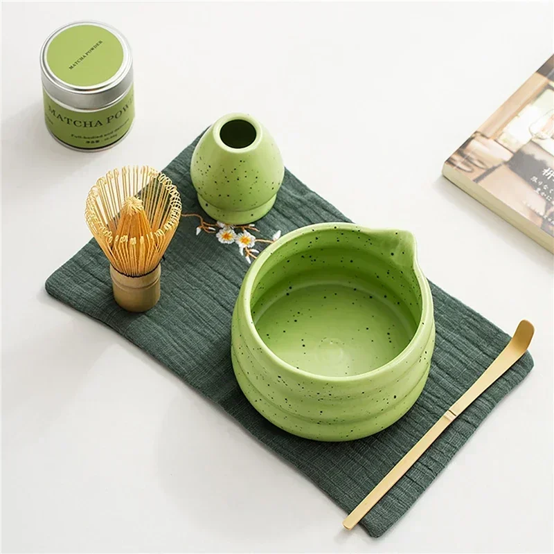 4/5/6/7/8PCS Ceramic Matcha Tea Set Bamboo Brush Ceramic Tea Bowl Composition Chinese Traditional Handmade Matcha Tea Tool