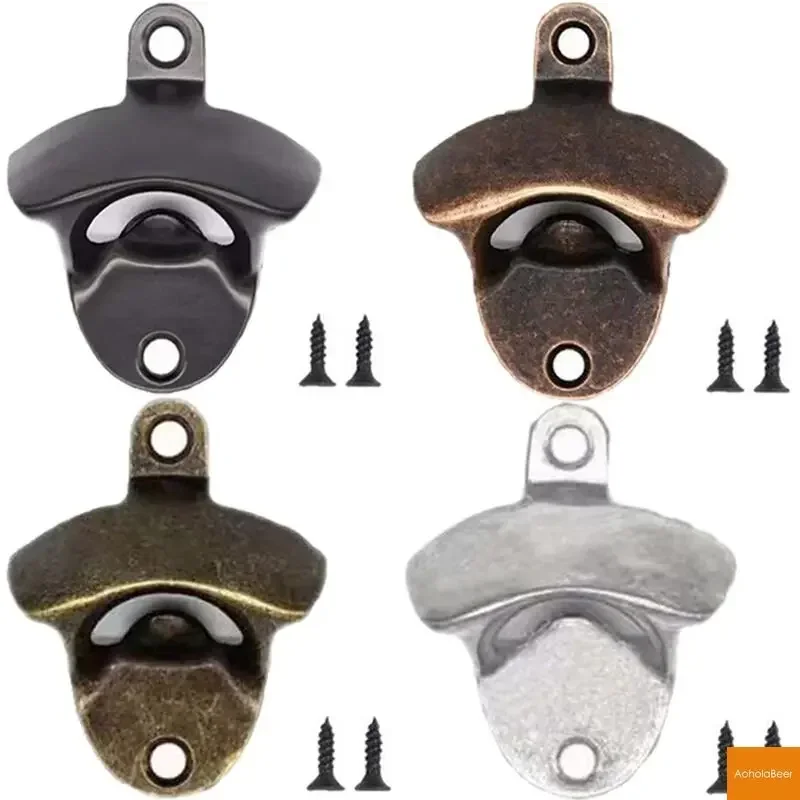 Vintage Bar Bottle Opener Wall Mounted Alloy Beer Openers Four Colors Available Black Silver Yellow Red Bronze Kitchen Tools