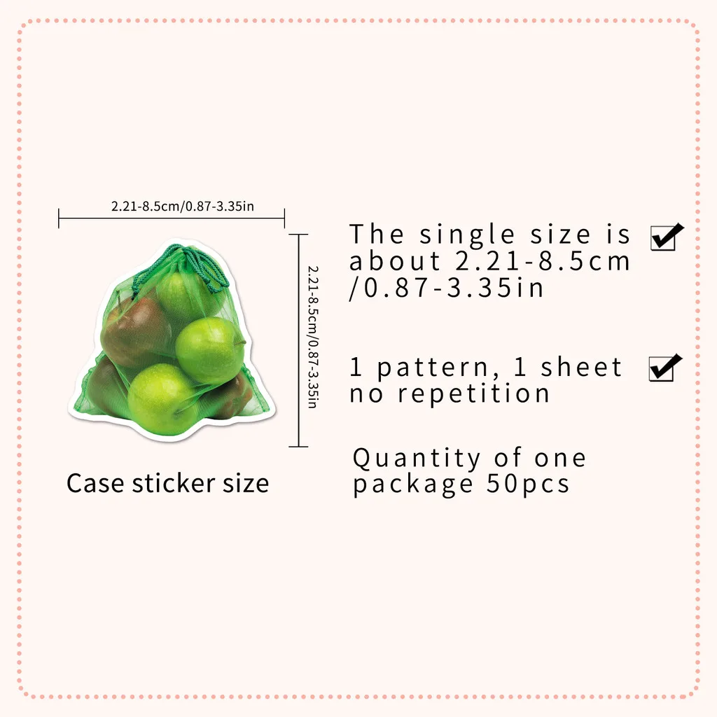 50 Pcs Bagged Realistic Fruit & Vegetable Stickers - Creative Graffiti Decor for Fridges Cars Phones BulingBulingStickers Store