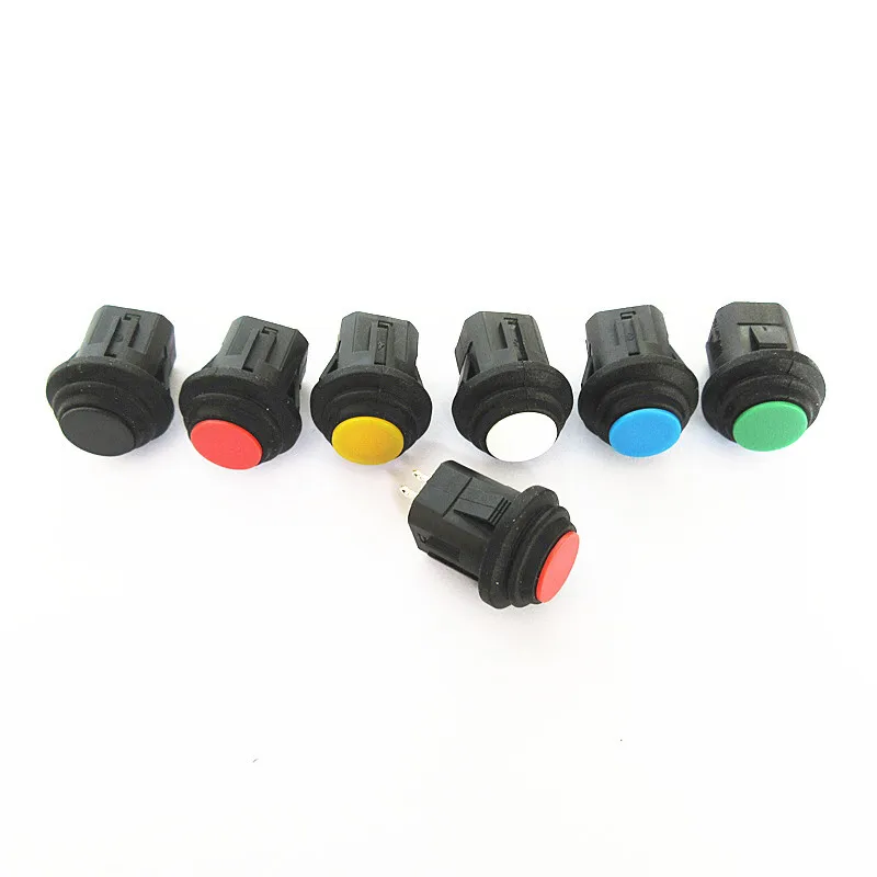 14Mm Button Switch Circular Waterproof Self Resetting Self-Locking Normally Open Press On Red Green Black Blue Yellow White
