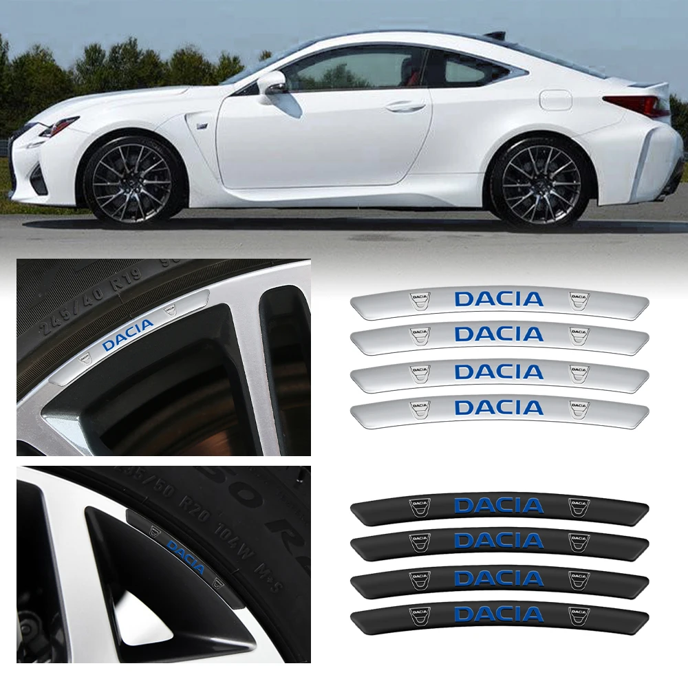 

4pcs Car Wheel Hub Badge Tire Rim Aluminum Sticker Accessories For Dacia Duster Logan Spring Sandero Stepway Dokker Lodgy Jogger