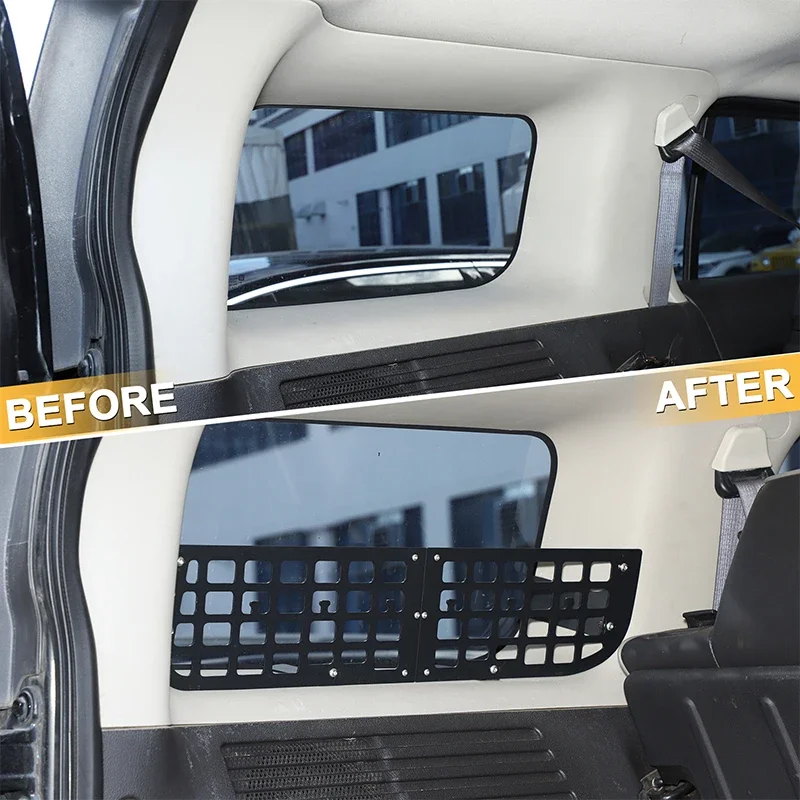 

2Pcs Aluminum alloy black For Hummer H3 2005-2009 car trunk side window storage fence car interior modification accessories