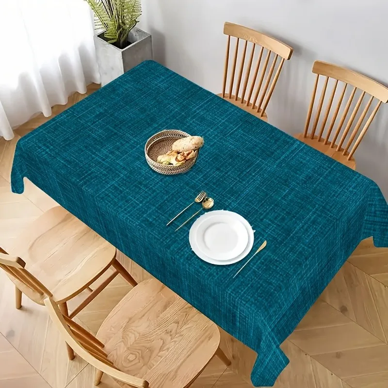 2D Tablecloth, 1pc Tablecloth, Perfect Gift, Soft, Stylish, and Beautiful Teal Plaid Tablecloth, Machine Washable, Protects Table Surfaces, Suitable for Dining Tables, Coffee Tables, Desks, Picnics, Outdoor Dining, Camping Tables, Elegant Living
