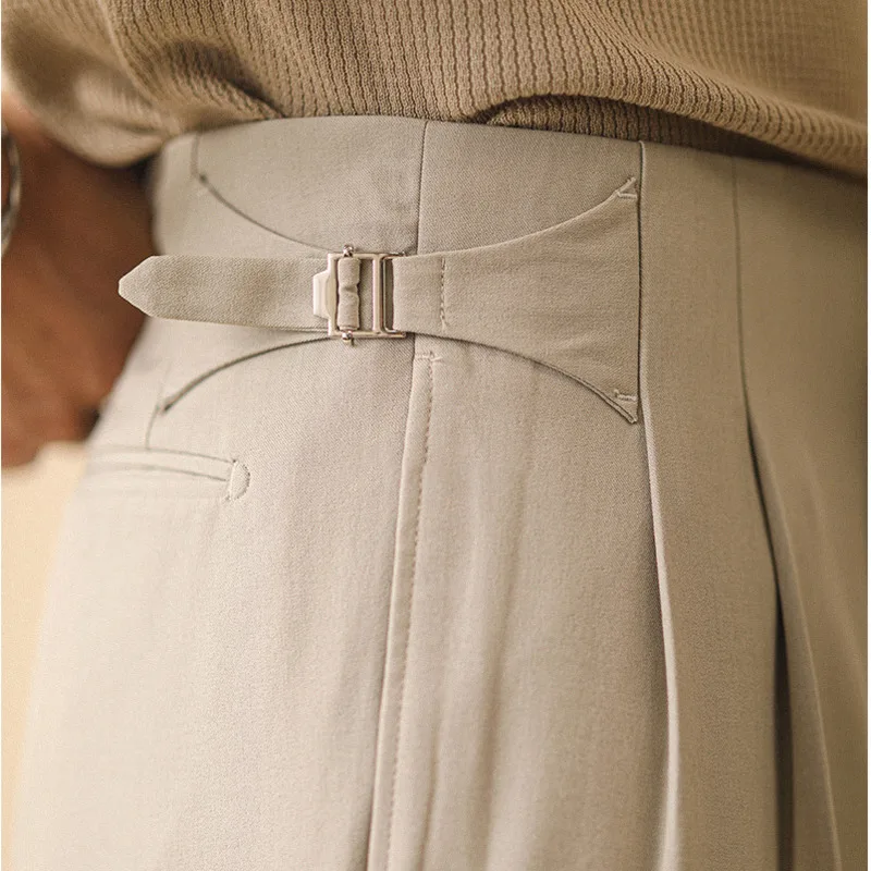 Gerade Hosen Herren Sommer locker sitzende Business-Neapel Freizeit hose Paris Knopf nicht bügeln hoch taillierte Bürohose Männer