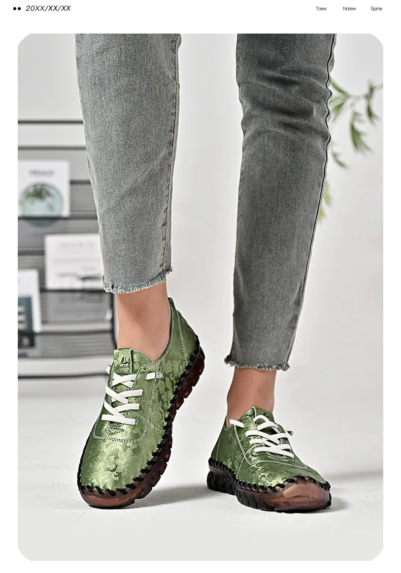 New Unique Oxford Shoes 43 44 Women's Split Leather Loafers Woman Orthopedic Moccasins Mother Designer Laced Daily Walking Flats