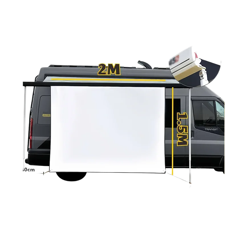 

Campervan Projector Screen Kits With C Channel Awning Bead Beder For Fiamma Dometic Awning Caravan Motorhome 2x1.5 Meter