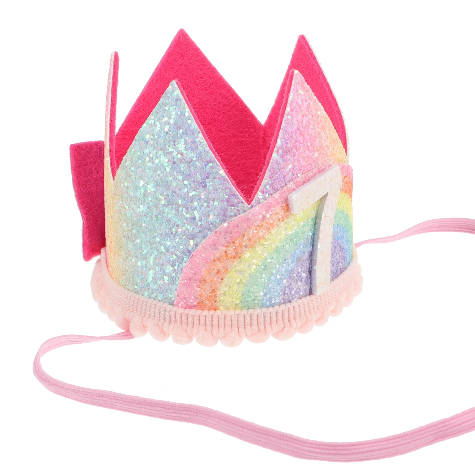

Rainbow Birthday Fabric Headbands Kids Birthday Hat Proper Size Number Crown Crown Hat Headdress Photo Prop Gift