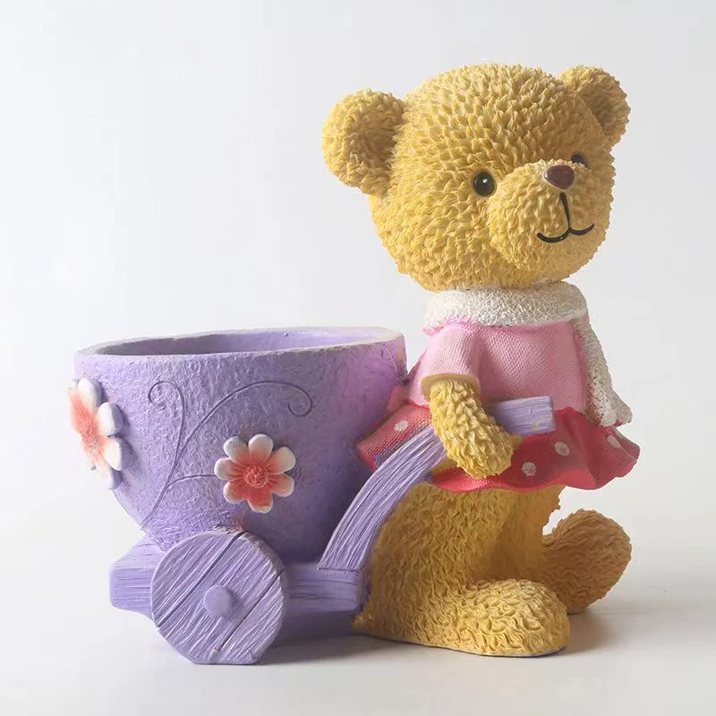 

Cute Car Bear Vase Silicone Mold Scented Stone Ornaments Homemade Ashtray Flower Pot Pen Holder Handicraft Gift Homemade