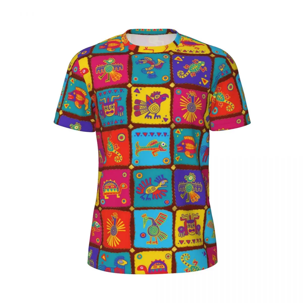 Colorful Patchwork T-Shirt Mexican Animals Harajuku Sports T-Shirts Short Sleeve Breathable Tshirt Summer  Oversize Top Tees