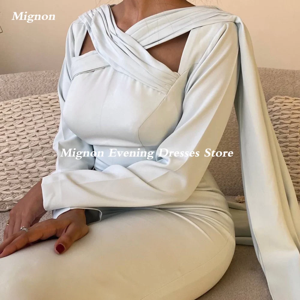 Mignon-Robe de Rhsirène en satin pour femme, encolure carrée, longueur de rinçage, volants formels, robe de soirée élégante pour la présidence, Populer, 2023