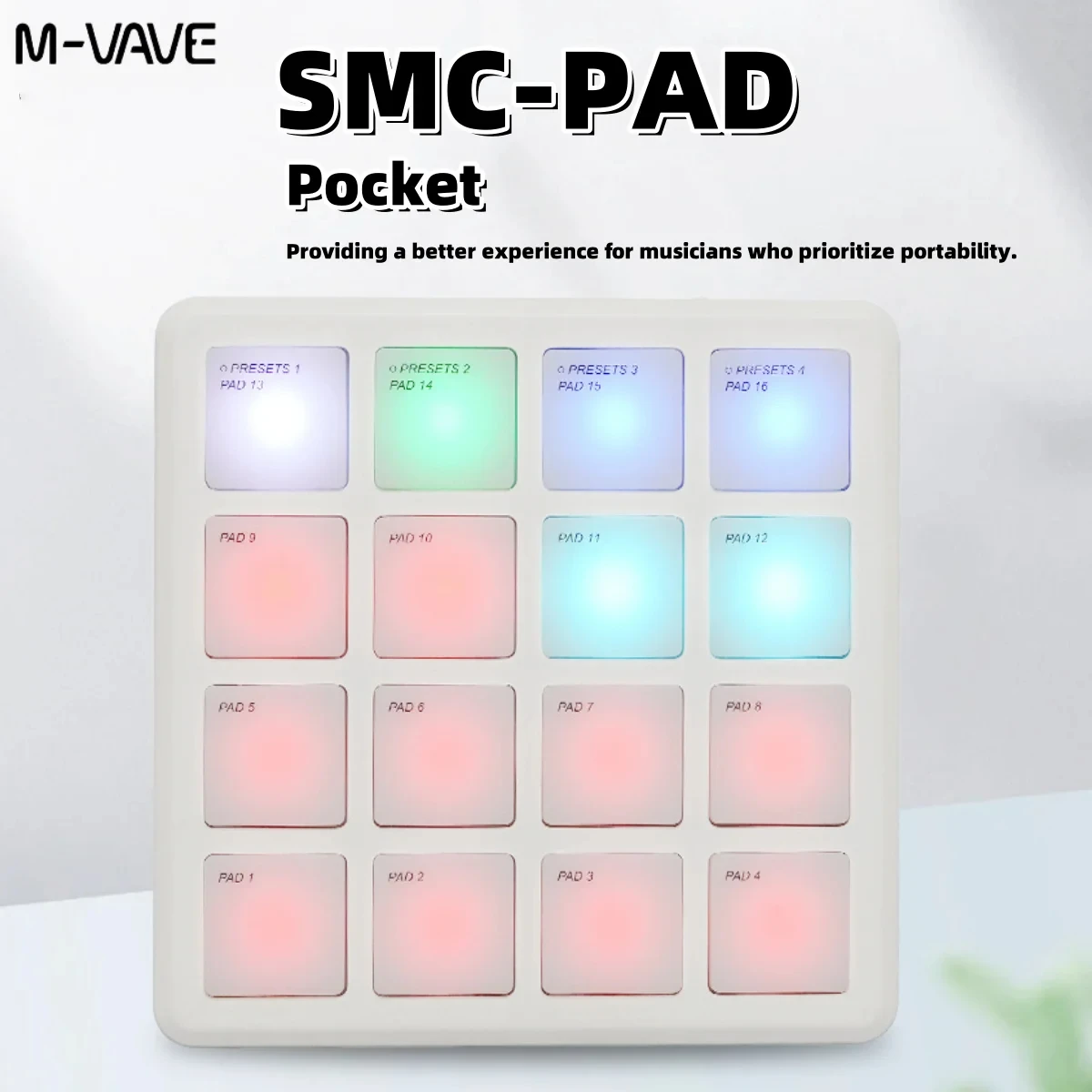 M-VAVE Portable Wireless MIDI Controller, 16 Pads, Suitable for USB-C Interface Tools ,Suitable for Percussion,