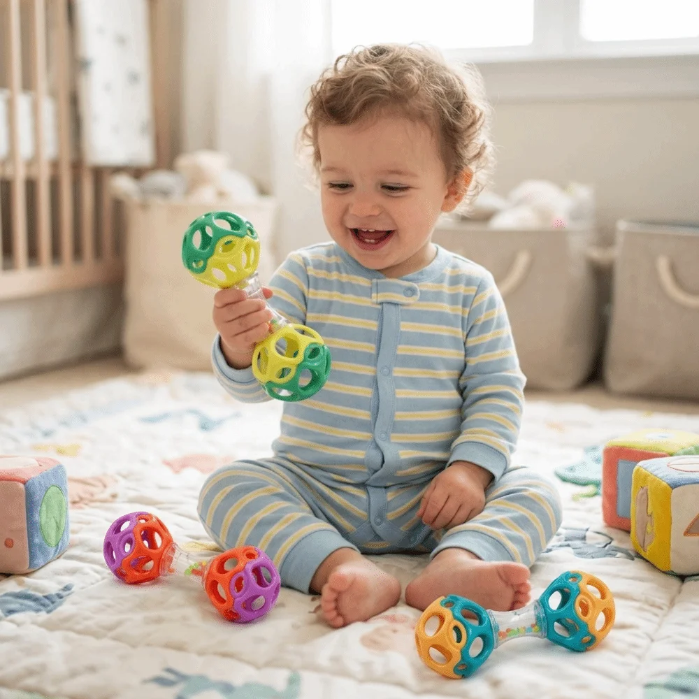 New Colorful Baby Rattle Ball Lightweight Plastic Baby Rattle Toy Newborn Sensory Toy Early Education