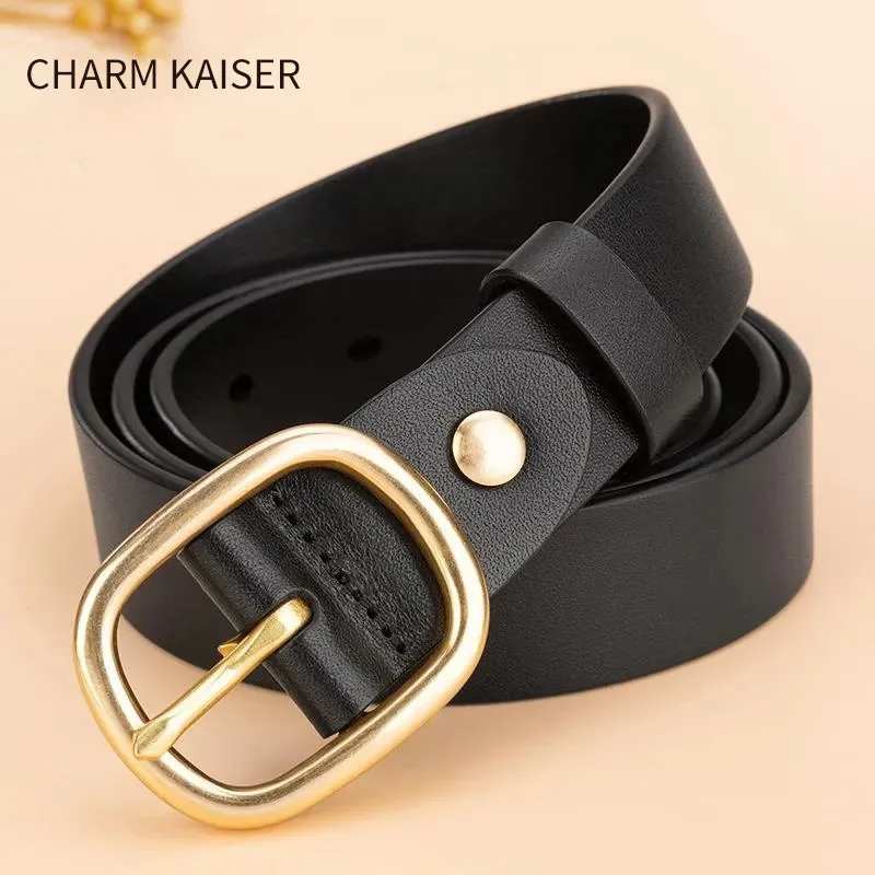 

Women's Leather Belt Round Buckle Jeans with Fashionable Korean Ins Whole Cow Belt Brand Designer Luxury Belt