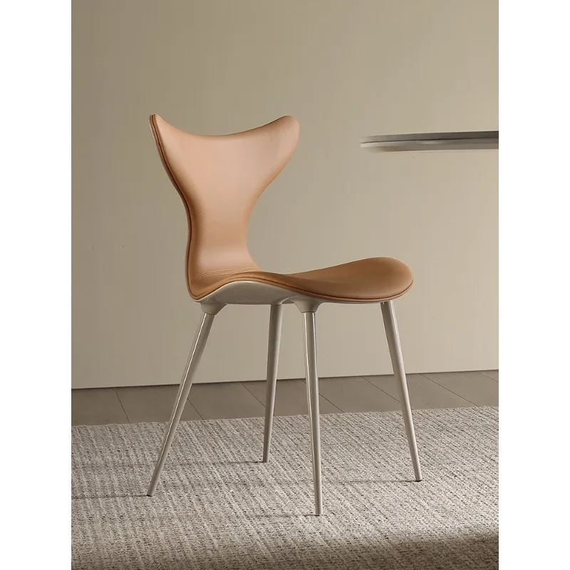 

Light luxury dining chair Italian minimalist high-end modern creative designer home restaurant soft bag leather dining chair