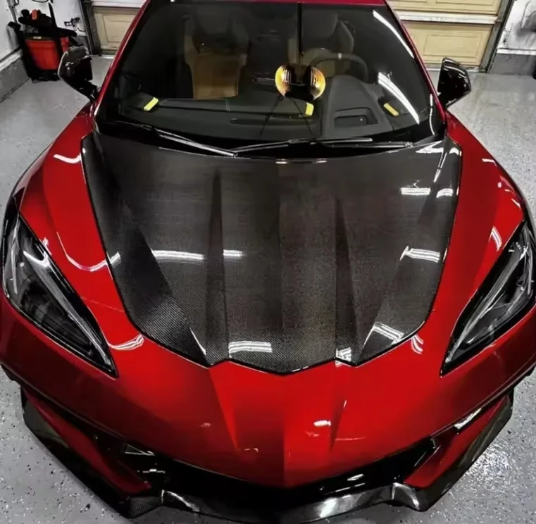 

Высококачественный OE-стиль, передний капот из углеродного волокна, капот двигателя для Corvette C8 Z07, Stringray/Z06 2019-2024
