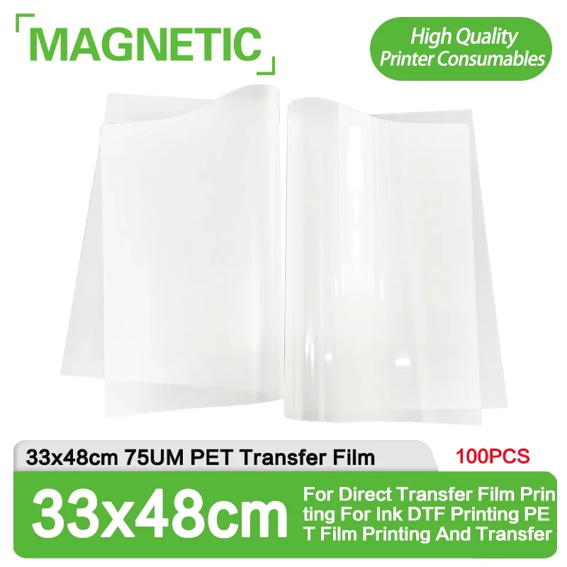 NEW 100PCS 33x48cm 75UM PET Transfer Film For Direct Transfer Film Printing For Ink DTF Printing PET Film Printing And Transfer
