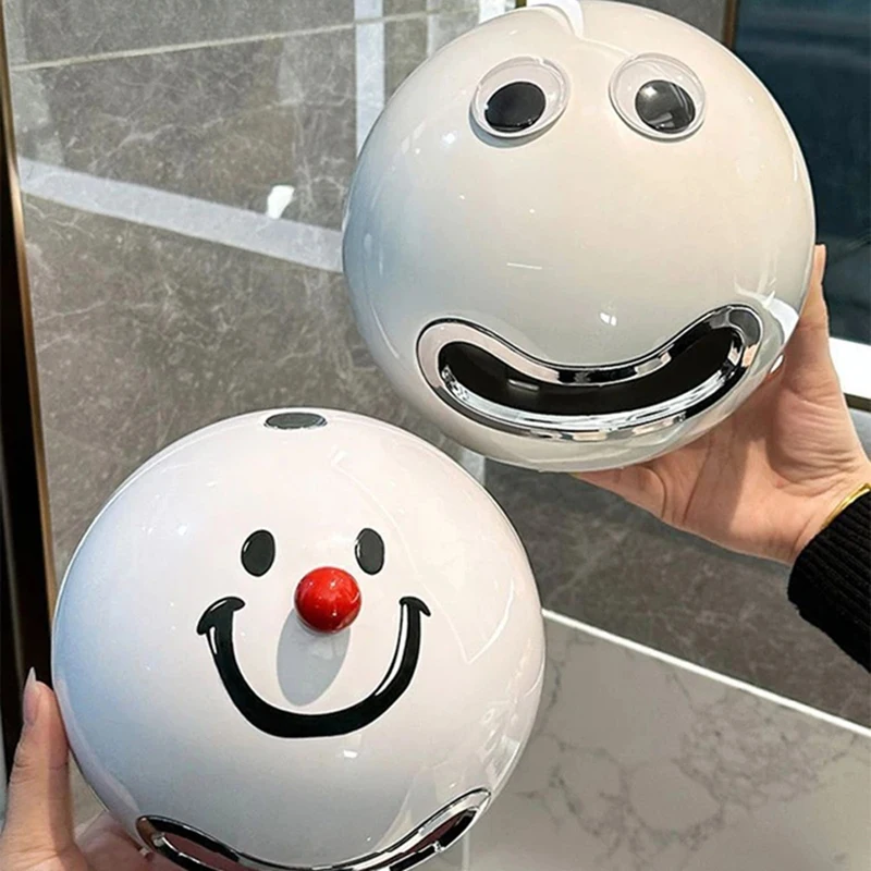 หน้ายิ้มไม่เจาะกล่องกระดาษชําระติดผนังกล่องกระดาษทิชชู่ห้องน้ําม้วนกระดาษดูดกล่องกระดาษ