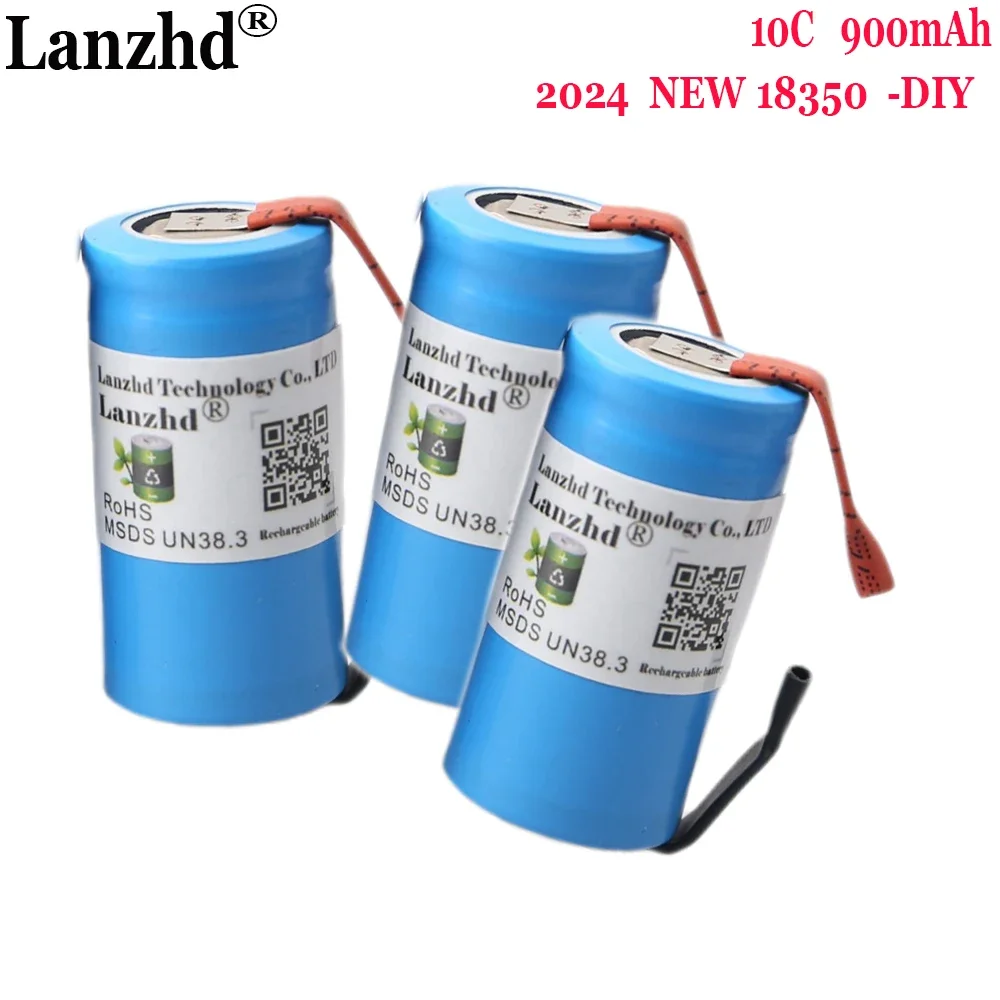 

new 5pcs 18350 battery DIY lithium Li ion 900mAh 10C rechargeable batteries 3.7V power cylindrical lamps For Electric tools