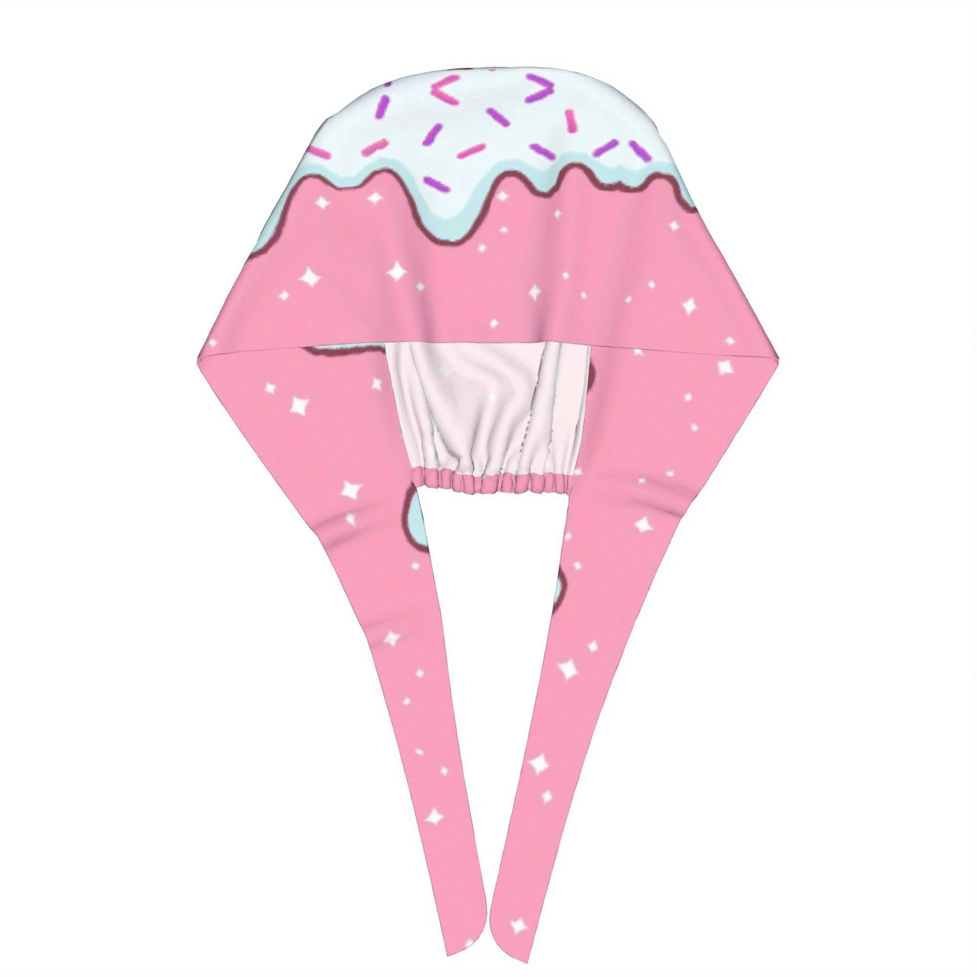 Kawaii Pink Ice Cream Sprinkle Scrub Cap Cute Donut Drip Pattern Hat Adjustable Medical Work Cap for Nurses Healthcare